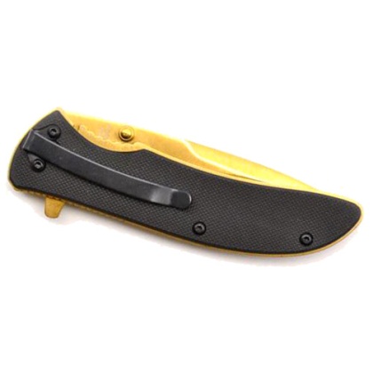 Guard Dog Knife Blk G10 Handle - Gold Blade Folder 3.5\