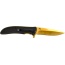 Guard Dog Knife Blk G10 Handle - Gold Blade Folder 3.5
