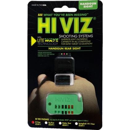 Hiviz Litewave Rear Sight For - Cz 75-85 3-litepipes