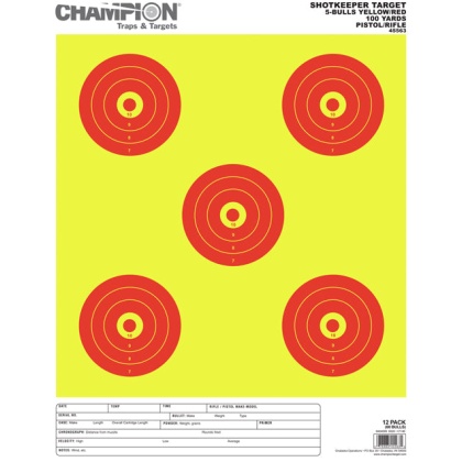 Champion Scorekeeper 5 Large - Bullseye Trgts Yellow-red 12-p
